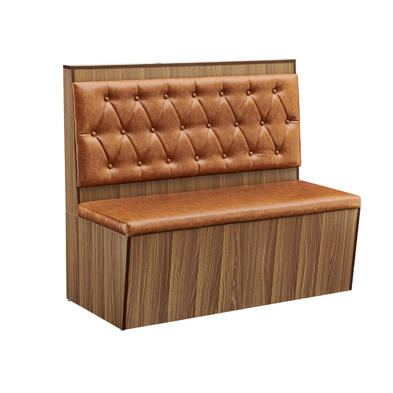 Cabine en vinyle orange touffeté à losanges avec base en mélamine noyer L 48 po x H 42 po, H 42 po x l 24 po x P 48 po