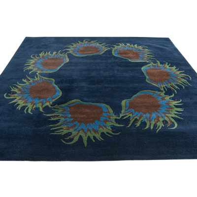 Tapis carré bleu marine Noell