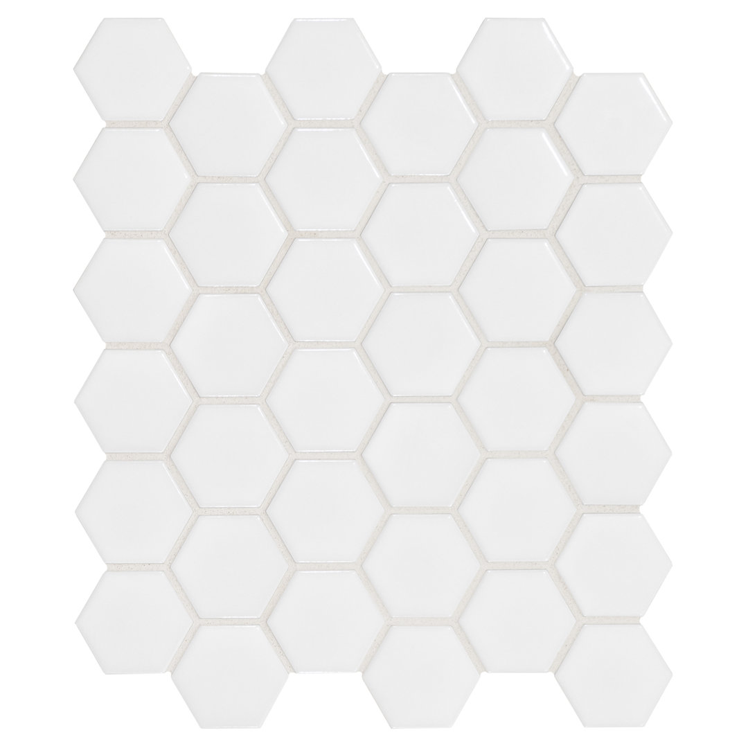 Silica White Hexagon 11 in. x 13 in. Matte Porcelain Mosaic Floor and Wall Tile Ackland