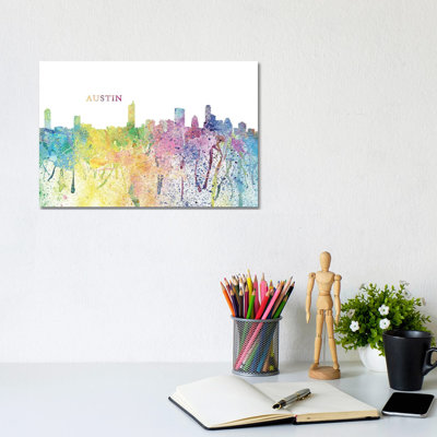 Austin Texas Skyline Impressionistic Splash by Markus & Martina Bleichner - Wrapped Canvas Gallery-Wrapped Canvas Giclée