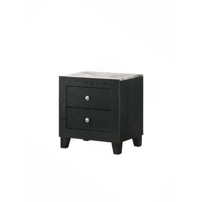 1Pc Contemporary Modern White Faux Marble Top 2 Drawers Nightstand Bedroom Furniture