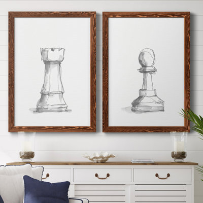 Chess Room Study V - ensemble de 2 reproductions de cadres photo