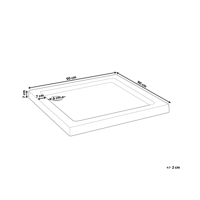 Allenhurst Acrylic Shower Tray - White, 7cm H x 90cm W x 90cm D
