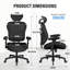 Chaise de bureau ergonomique robuste de 500 lb, chaise de jeu en filet respirant avec dossier réglable, appui-tête et soutien lombaire, chaise de bureau d'ordinateur avec accoudoirs rabattables 2d-1961363430