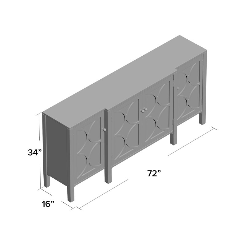 Buffet de 72 po de large Eveland, Blanc, H 34 po x l 72 po x P 16 po