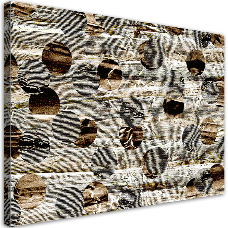 Abstract Brown Circles - No Frame Print on Canvas, 80cm H x 120cm W