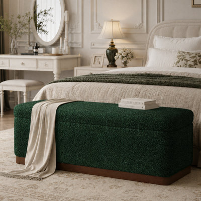 Banc de rangement rembourré moderne 46 "avec base en bois massif et compartiment caché Modern