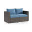 Ensemble de causeuse de patio en osier 2 pièces 59 "de largeur 59" avec coussins bleus