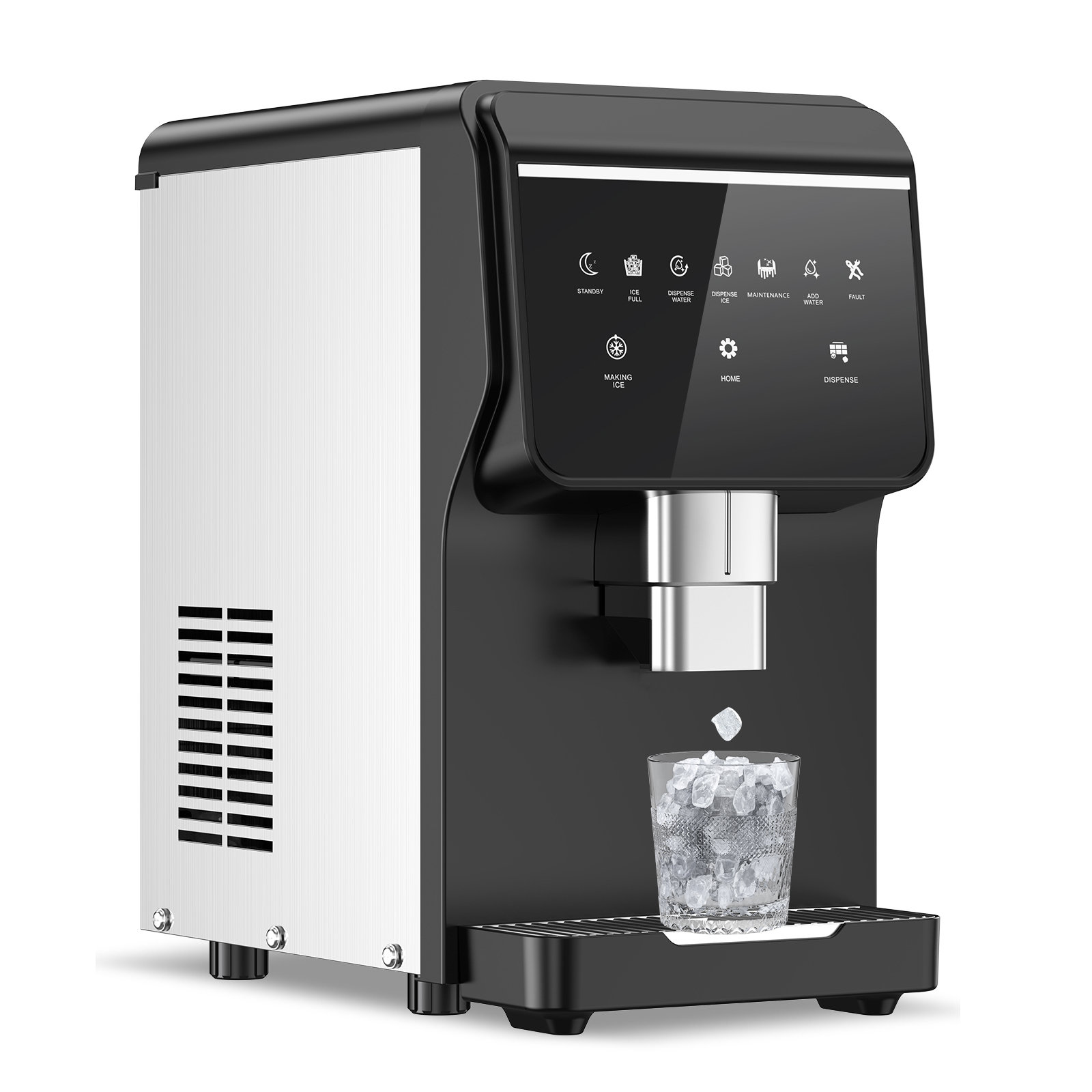 Tittla 12 in. 100+ lbs. /24H Countertop Ice Maker Automatic Drop Clear ...
