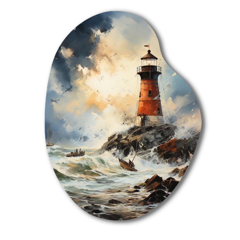 Rétro phare rétro guidé I - art mural asymétrique en forme de poire, H 38 po x l 28 po