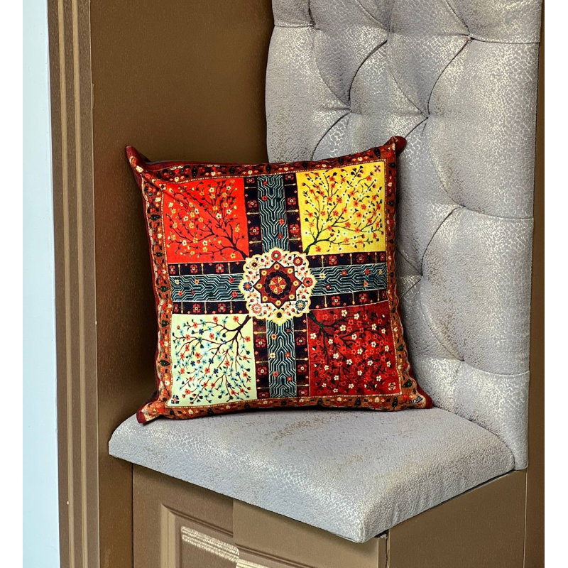 Coussin décoratif en velours Pasargad 16 po x 16 po