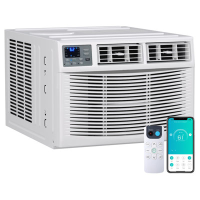 12000 BTU Window Air Conditioner WiFi, 4-in-1 AC Unit with Cool Heat Fan Dehumidifier for Bedroom Up to 550 Sq.Ft., Remote Control, 24H Timer, Smart App Compatible