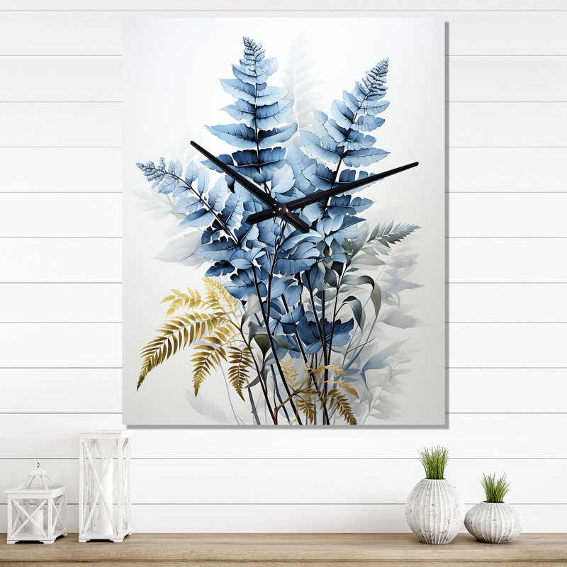 Horloge murale Ferns Sapphire Illumination I - Floral, H 40 po x l 30 po x P 1 po