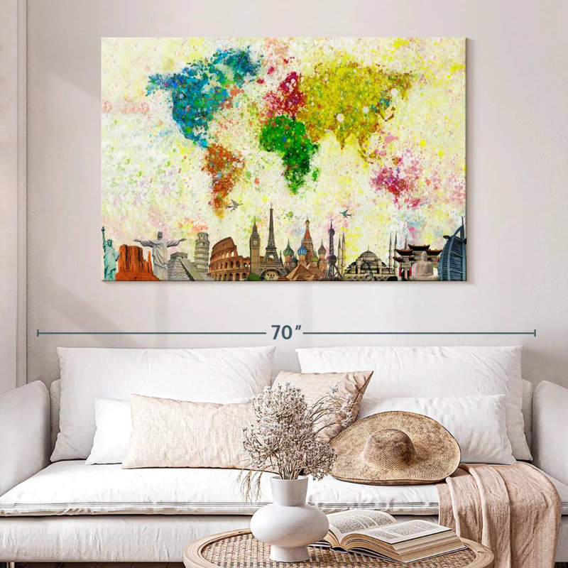 Aliaz Paint Splash World Map, 34" H x 51" W
