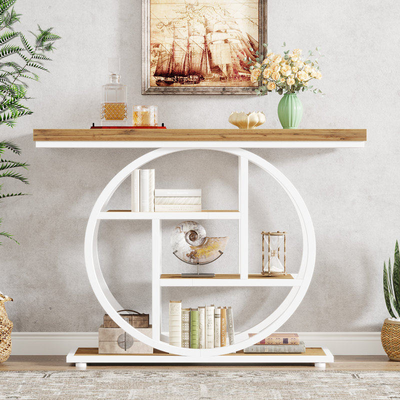 Nazirah 41.3'' Console Table, White, Brown