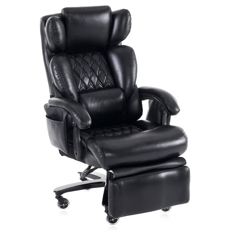 Big and Tall Ergonomic Office Chair with Footrest, Heavy Duty Massage Executive Desk Chair with Lumbar Support, Adjustable Headrest