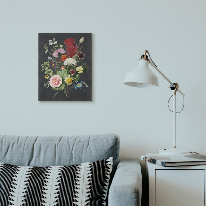 «Botanical Dessin Flower Bouquet On Design», impression, Toile tendue, H 20 po x l 16 po
