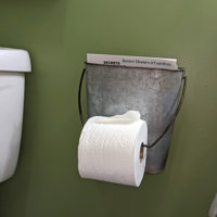 Creative Co-Op Metal Toilet Paper Holder Wall Rack and Bucket