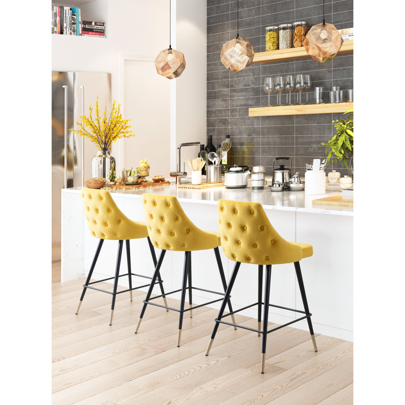 Tabouret de comptoir Mayarose - vert, Tabouret de comptoir (siège d'une hauteur de 25,6, Jaune /