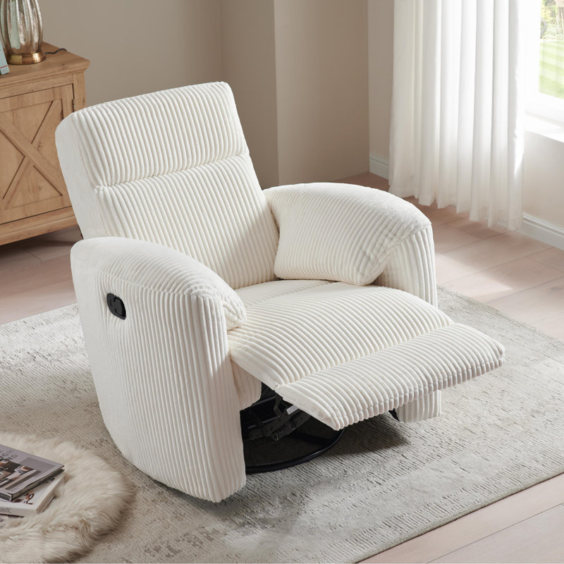 Tissu en velours côtelé souple de 37 po de largeur Totianna avec fauteuil berçant et fauteuil inclinable pivotant à 360 °