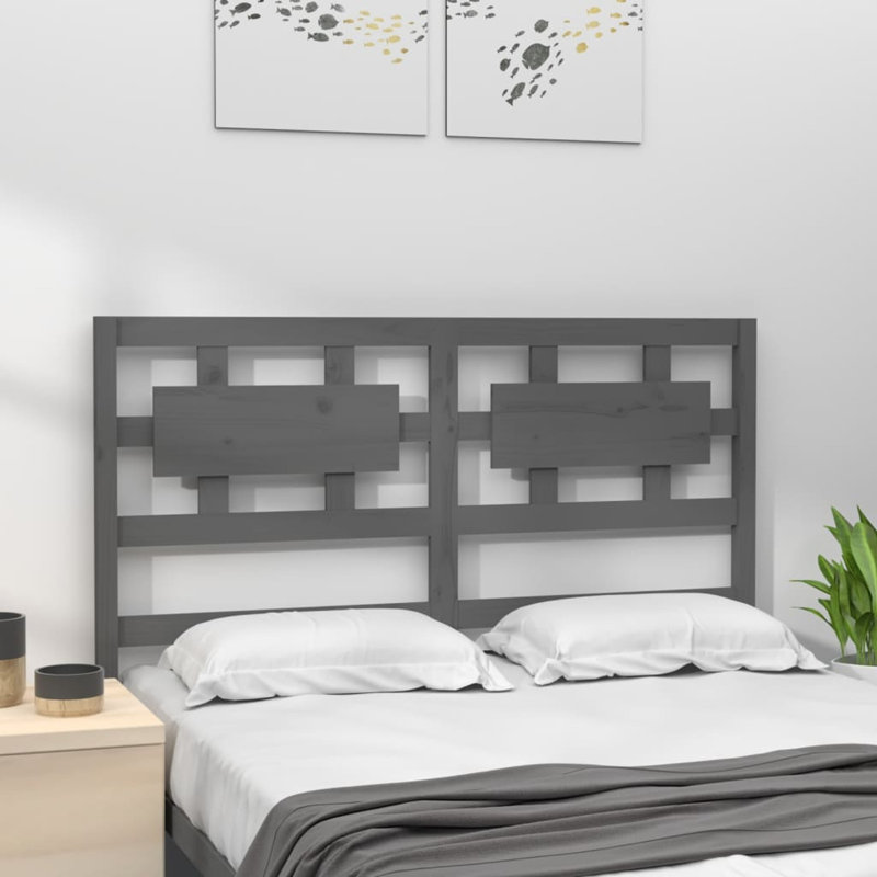 Solid Wood Headboard, Grey, 100cm H x 126cm W x 4cm D