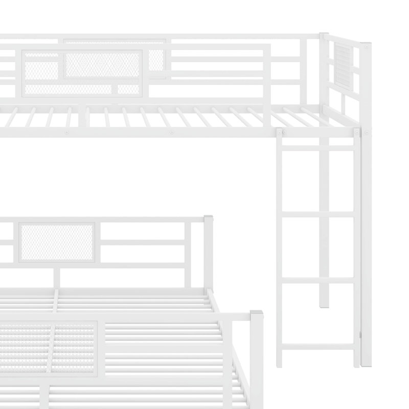 Twin Over Full L-Shaped Metal Bunk Bed, White
