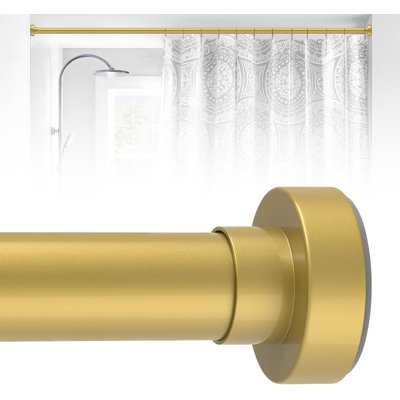 Gold Spring Tension Shower Rods to18-49 Inch:Modern Heavy Duty Adjustable,No Drilling No-Slip Easy Install