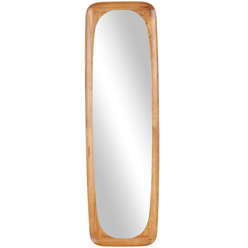 Wood Oval Minimalistic Room Wall Mirror, Brown