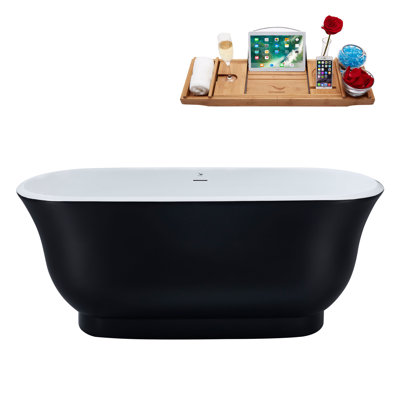 59.1'' x 28.3'' Freestanding Soaking Acrylic Bathtub