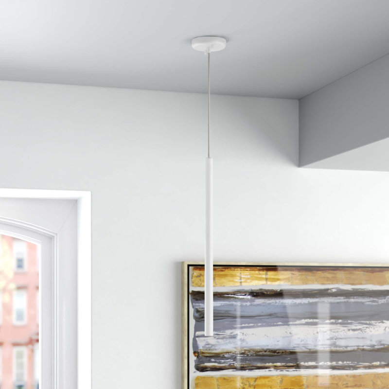 Bowning 1 - Light LED Single Pendant, Matte White, 24" H x 1.25" W x 1.25" D