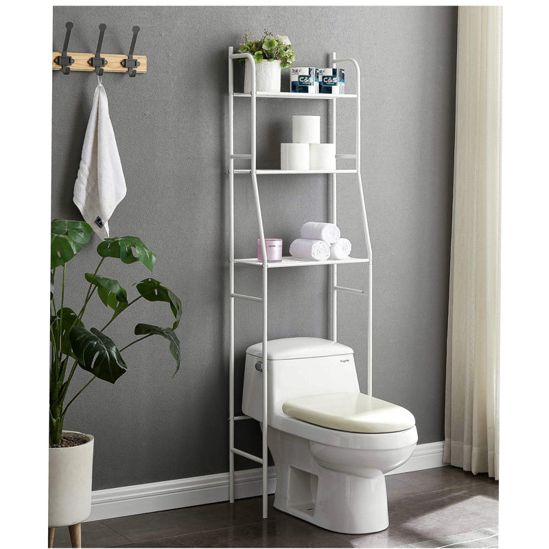 Étagère de rangement à trois niveaux au-dessus de la toilette - Blanc