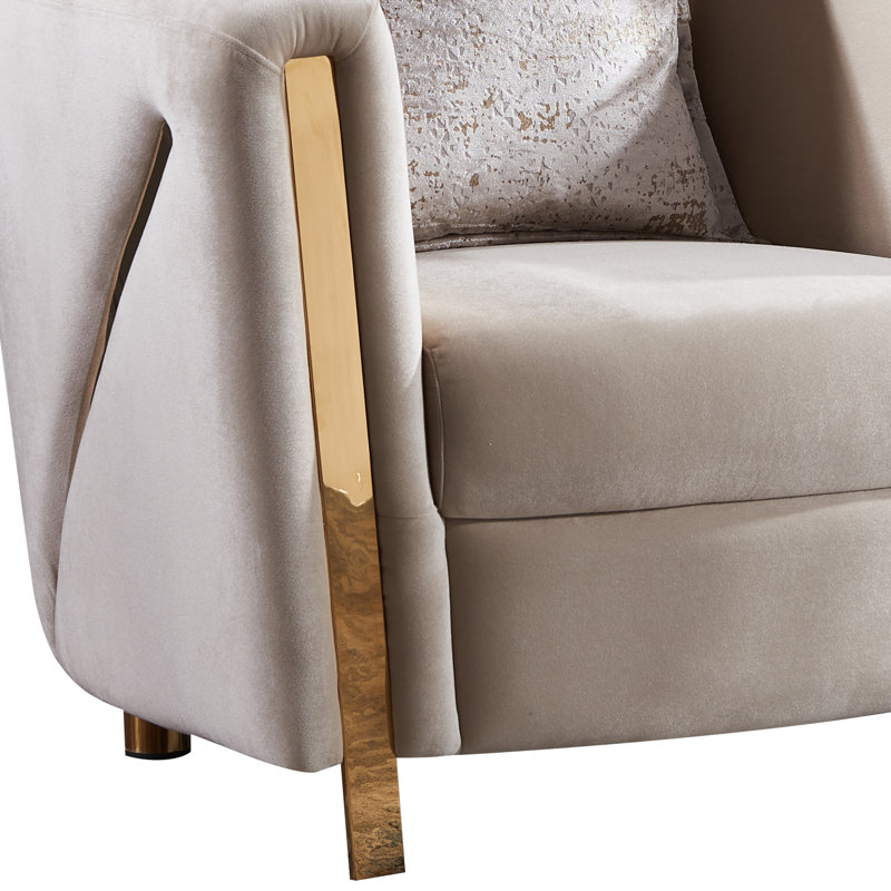 Nahri 41.2'' Velvet Chair, Beige Velvet