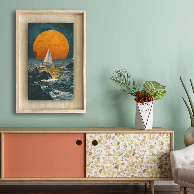 Elegant Framed Decorative Painting, 16.9 x 24.8 inches | 100% Solid Wood Frame (Thickness: 1.2 inches), 100% Maple MDF Background (Thickness: 0.1 inches), UV Printing | Perfect Wall Art for Home & Office Décor