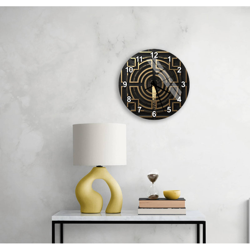 Horloge murale Art Deco, Or anglais, 14 pouces