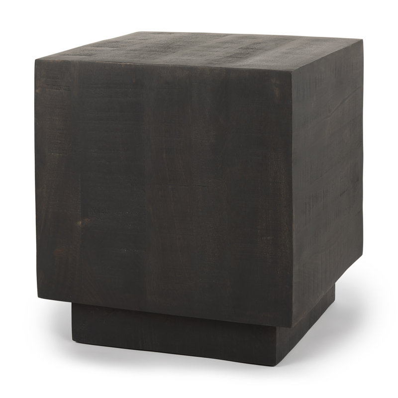Table d'appoint carrée en bois massif vieilli brun foncé de 24 pouces