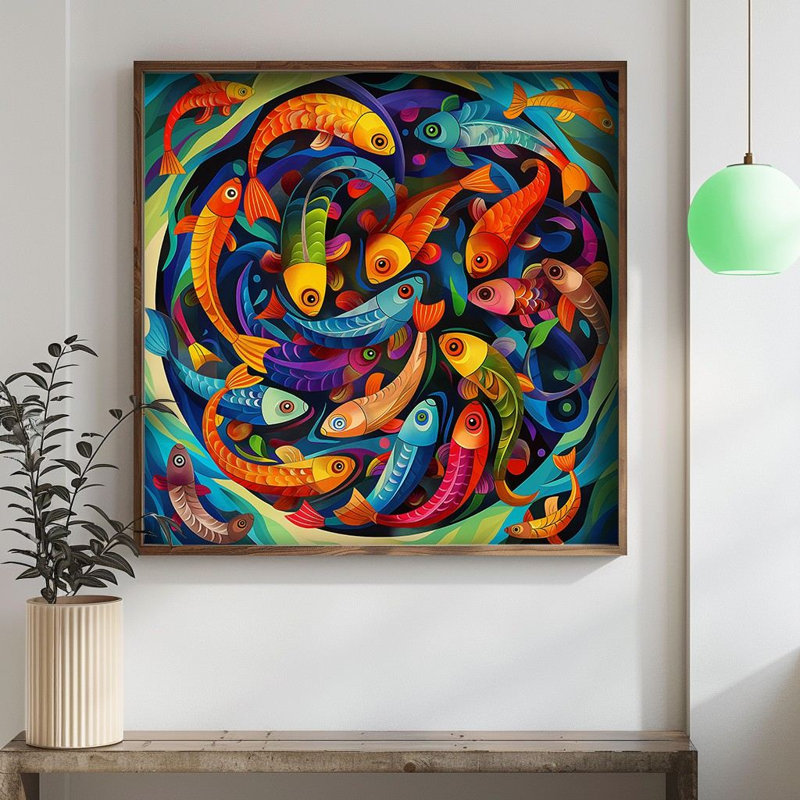 Peinture décorative en panneau de fibres à densité moyenne, H 27,56 po x l 27,56 po