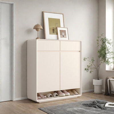 Simple Cream Paint Wooden Accent Cabinet