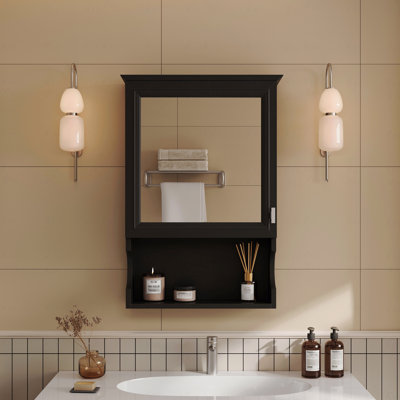 Armoire de rangement de salle de bain murale 20 "avec miroir, armoire de rangement murale avec porte, armoire à pharmacie murale à miroir