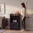 Bar Cart with 2 Open Shelves, 4 Wine Cubbies and a Hinged-Door Storage Cabinet-1969142300