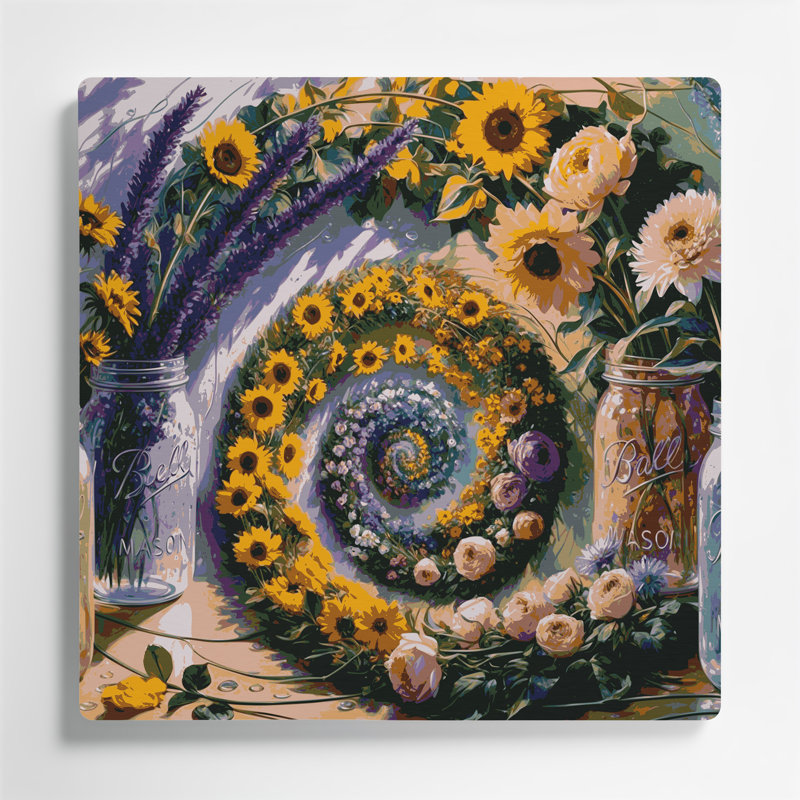Thanksgiving Mason jar arrangements Grey Metal Wall Art, 192" H x 192" W x 0.05" D