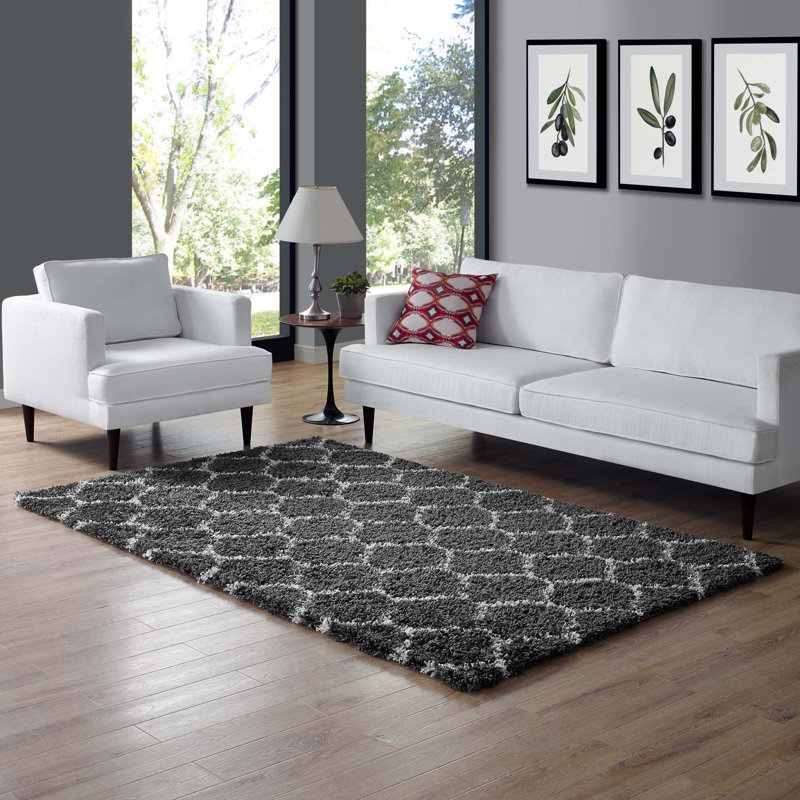 Solvea Moroccan Trellis Shag Area Rug, Rectangle 5' x 8'