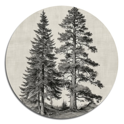 Pin vintage sur la montagne - art mural rond en métal
