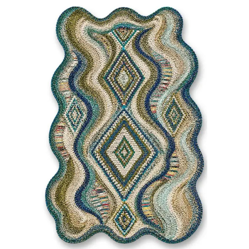 Tapis beige tissé à motif de poissons Mosso, 4'11" x 7'7"
