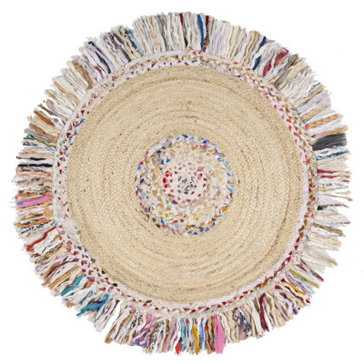 Abhay Hand Woven Jute/Cotton Rug in Light Beige/Ivory