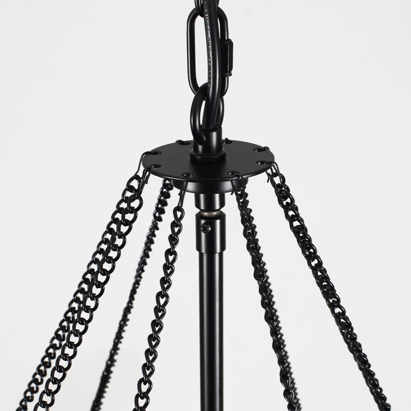 Lustre en roue de chariot Spoutnik à 8 lumières Daleysha, Noir