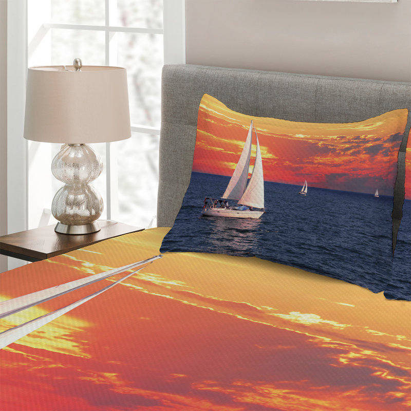 Coastal Polyester Coverlet, King Bedspread + 2 Shams
