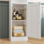 Armoire de salle de bain haute avec tiroir et porte, armoire de salle de bain autoportante étroite avec tablettes réglables, blanc-1150226750