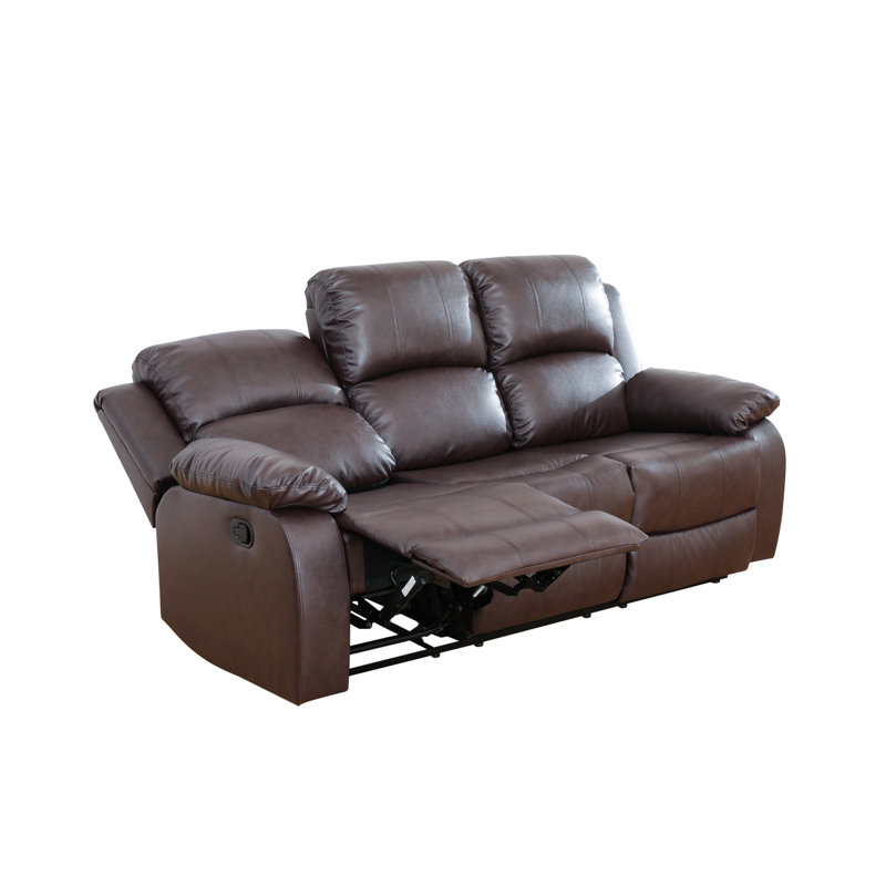 Canapé inclinable manuel en cuir 78,5 po, Brun