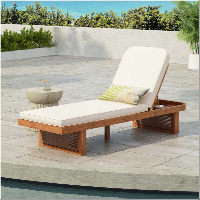 Outdoor Lounge Chair - Acacia Wood & PE Rattan Design With Cushion, 1