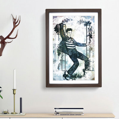 Elvis Presley Dancing in Abstract - Picture Frame Painting Print on MDF